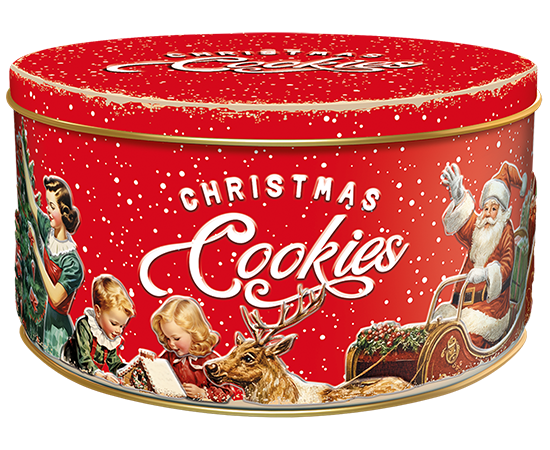 44998 Vintage Christmas Koektrommel met Kaneelkoekjes