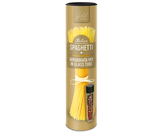 55013 Gold Label Spaghetti + Arrabbiata Mix in koker